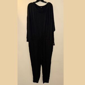 Express Black Drawstring Waist Long Sleeve Comfy Loungewear Jumpsuit Size XL NWT